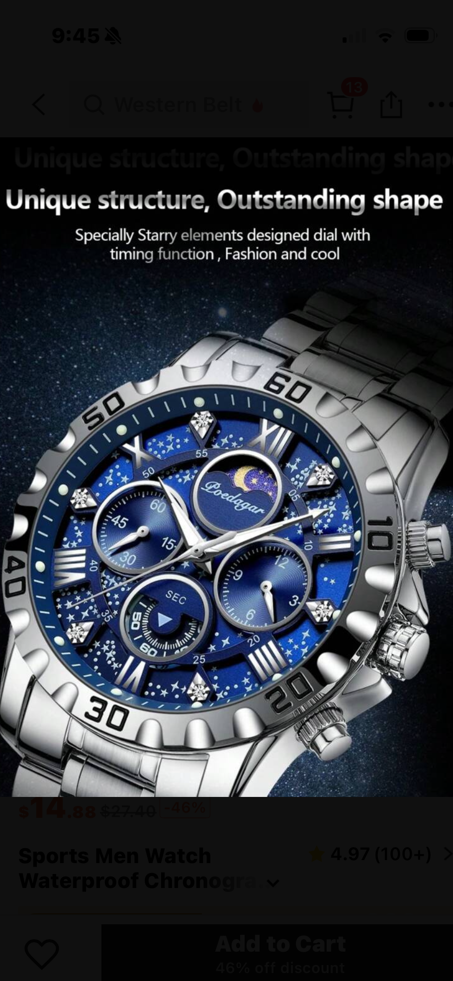 Blue poedagar 973 watch